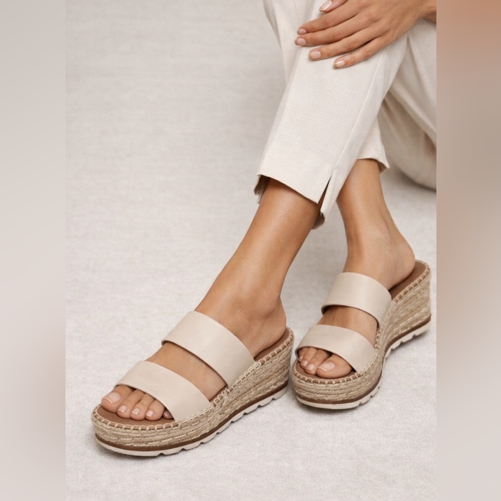 Spirit Beige Double-Strap Espadrille Platform Sandals